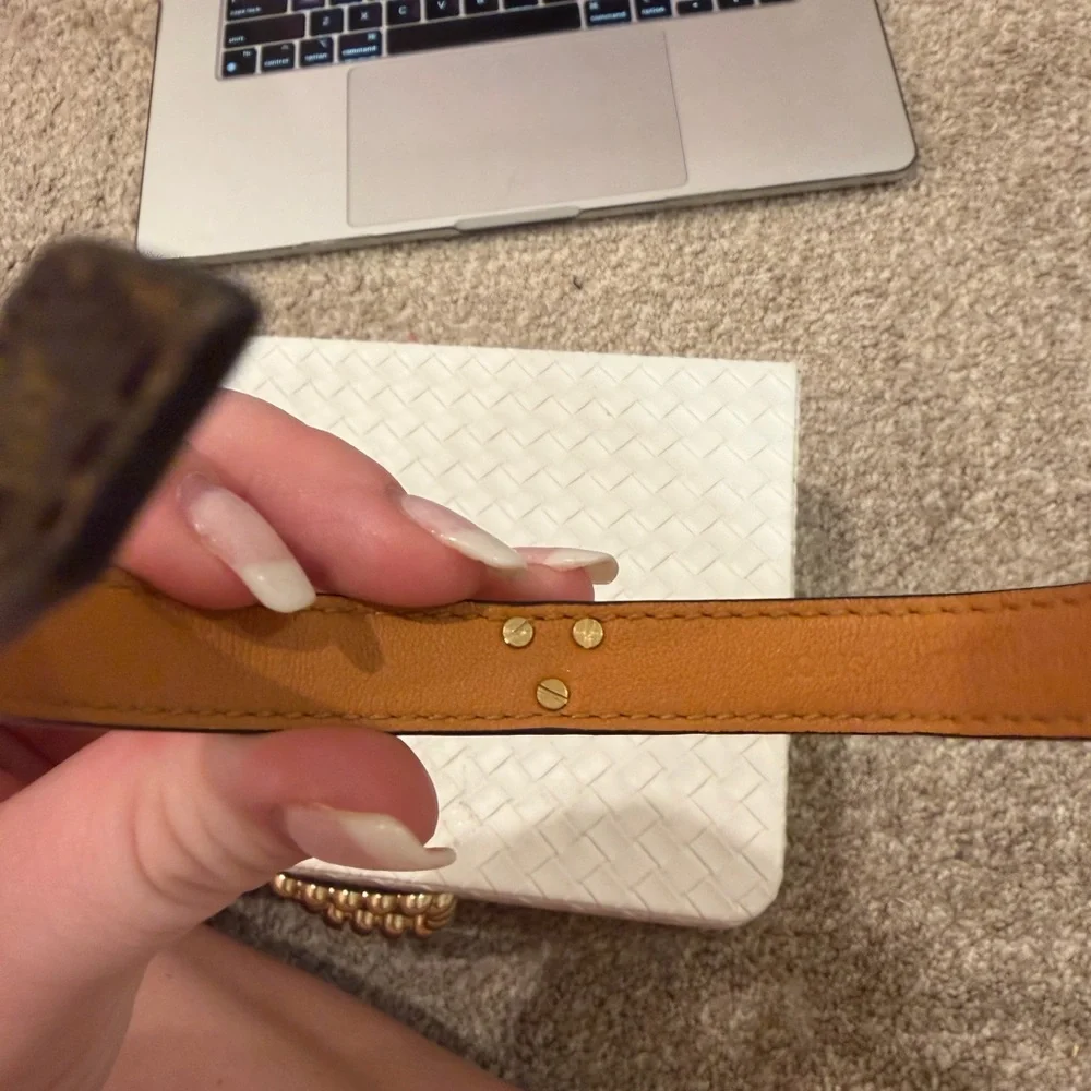 Louis Vuitton Brown Monogram Mini Bracelet with Gold V Accent